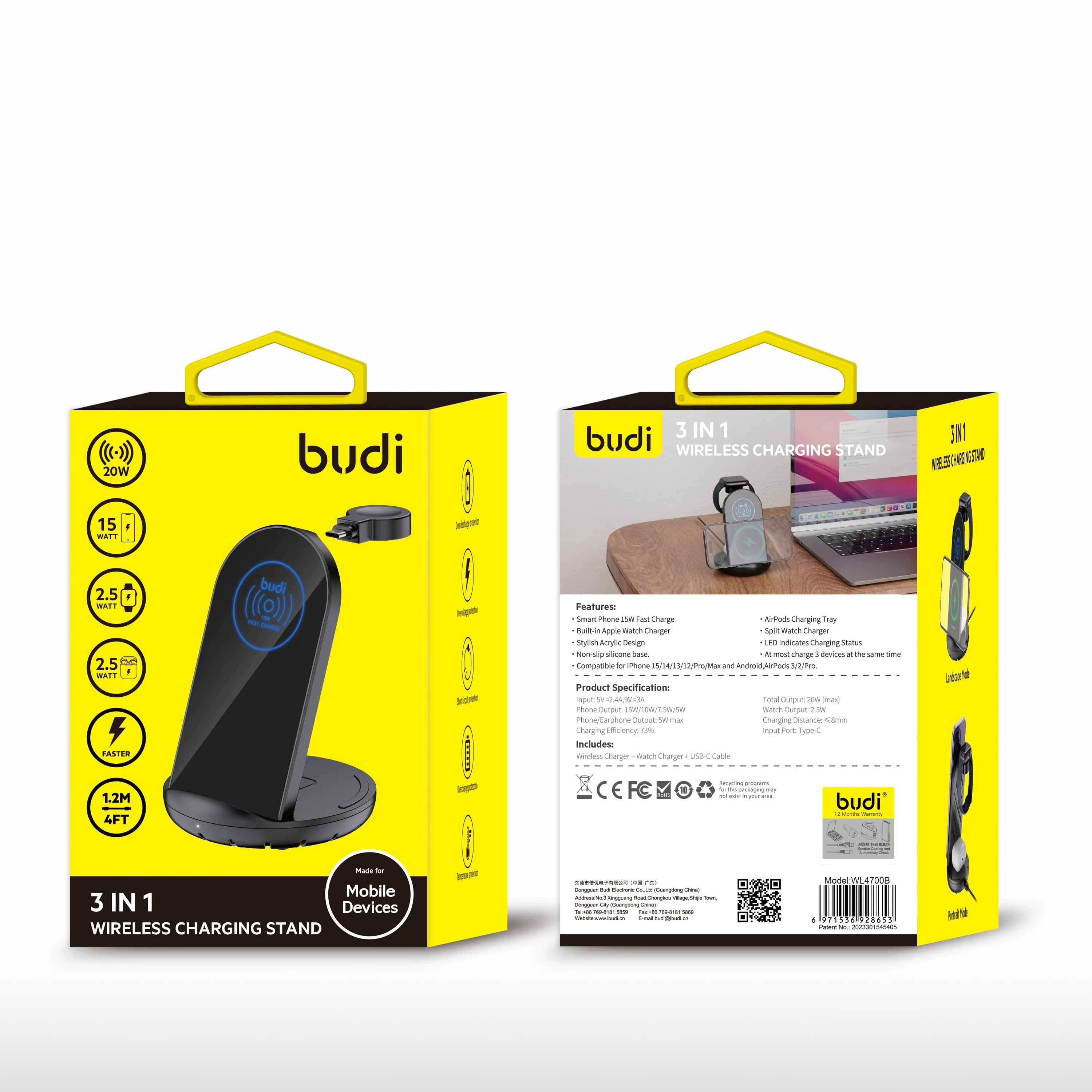 Budi 3-IN-1 Wireless Charging Stand